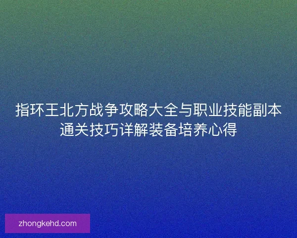 指环王北方战争攻略大全与职业技能副本通关技巧详解装备培养心得 指环王北方战争攻略大全与职业技能副本通关技巧详解装备培养心得