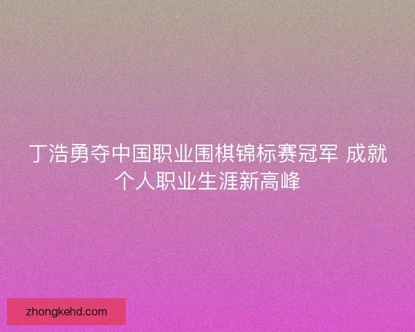 丁浩勇夺中国职业围棋锦标赛冠军 成就个人职业生涯新高峰